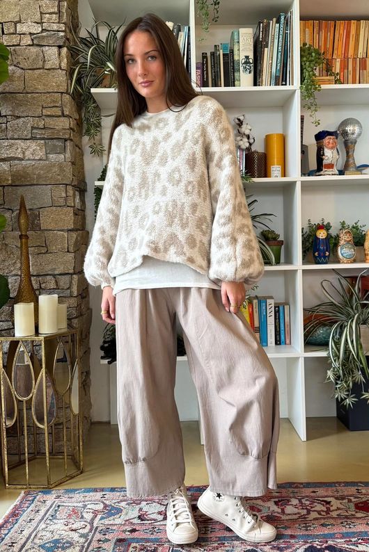 Big Softie Leopard Roo Knit Ecru & Latte